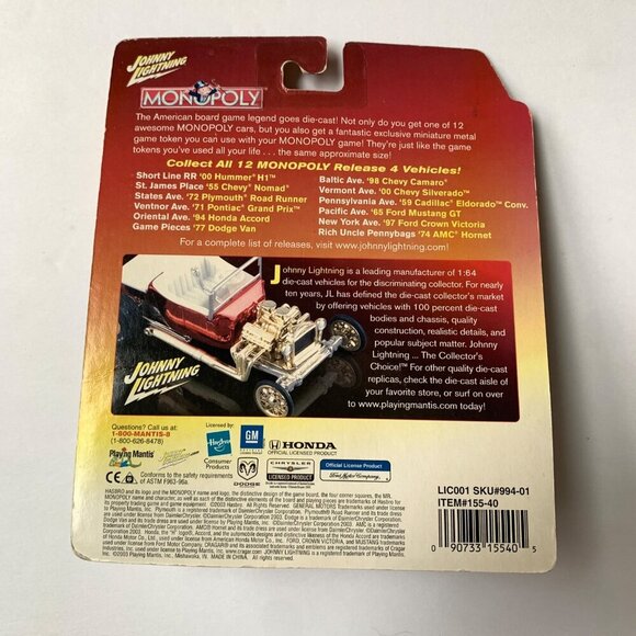 Johnny Lightning Monopoly 155-40 1972 Plymouth Road Runner Vintage New - Picture 3 of 4